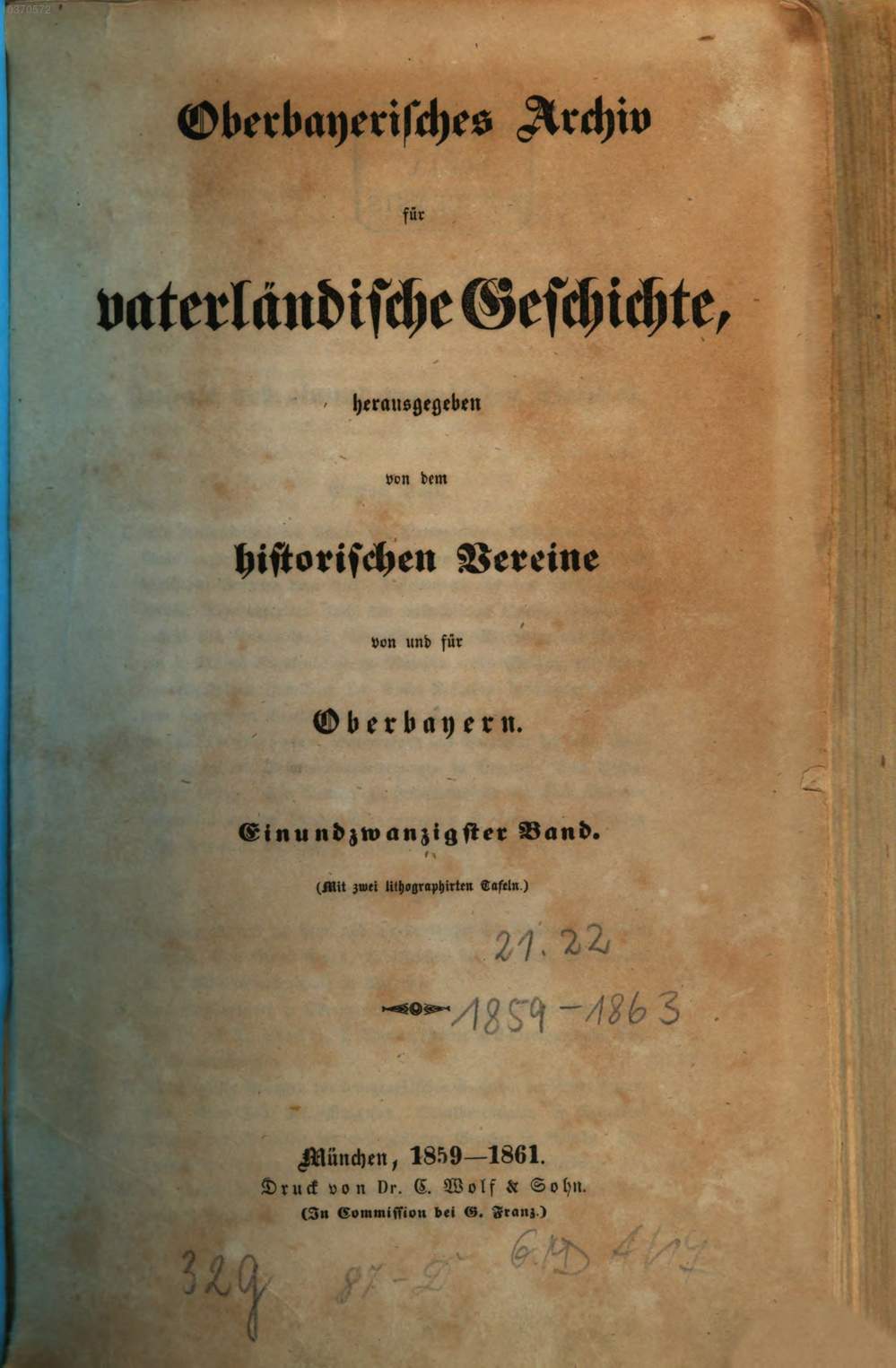  - Oberbayerisches Archiv 1859/61