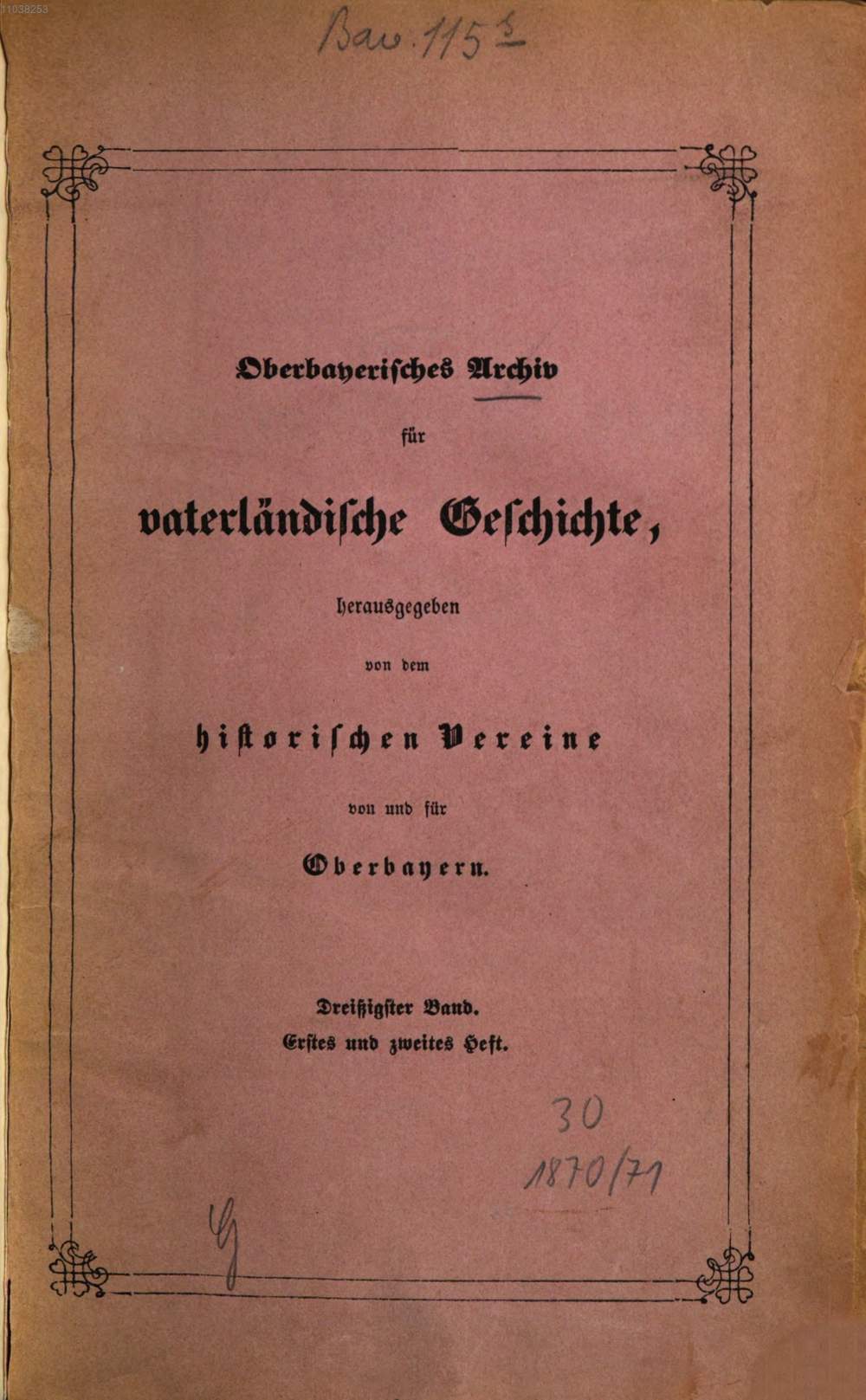  - Oberbayerisches Archiv  1870/71