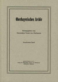 - Oberbayerisches Archiv - Band 100 - 1975
